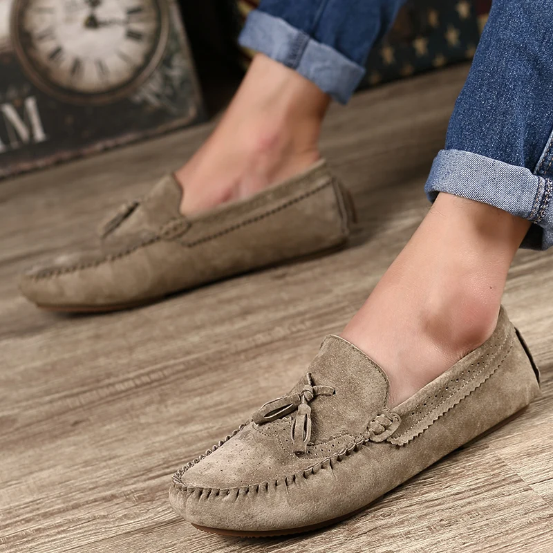 Мужские летние лоферы на плоской подошве повседневная мужская обувь в горошек