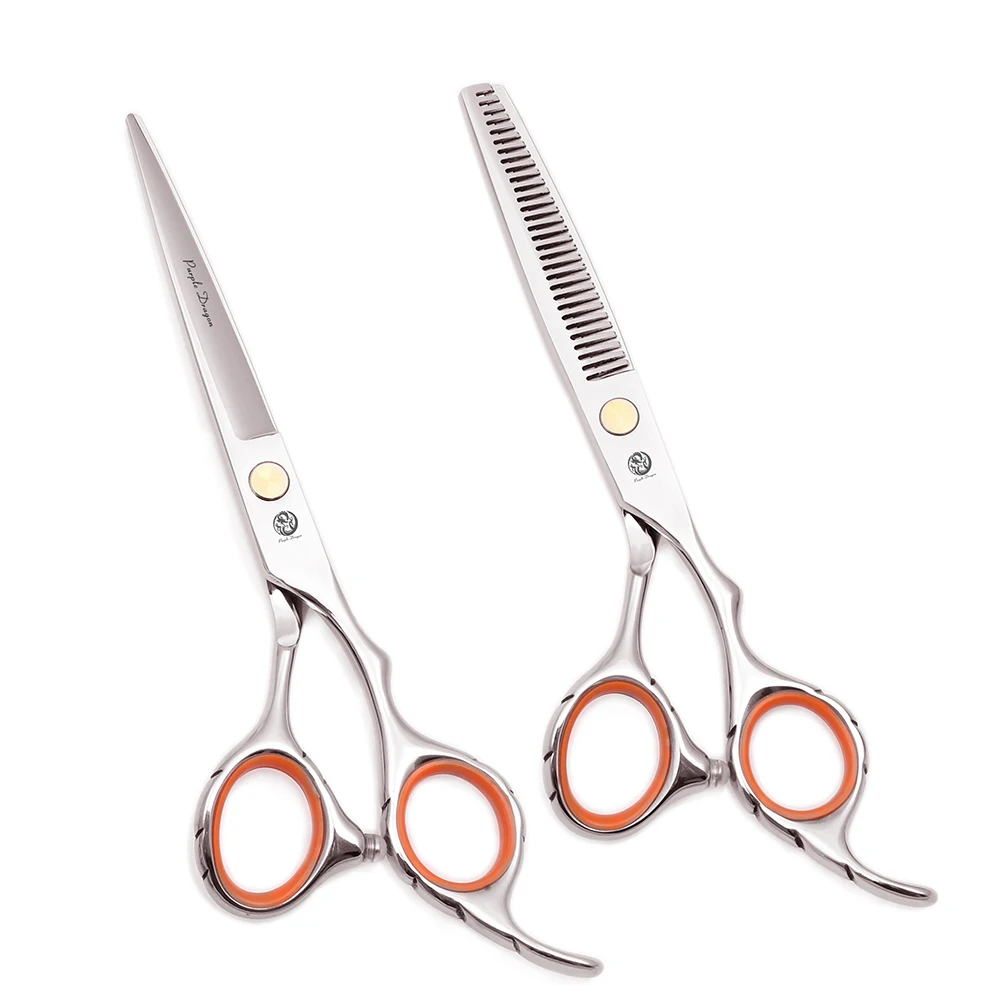 

Purple Dragon 5.5" 6.0" JP 440C Barber Scissors Professional Hair Cutting Scissors Kit Shiny Haircut Thinning Shears Salon 1009#