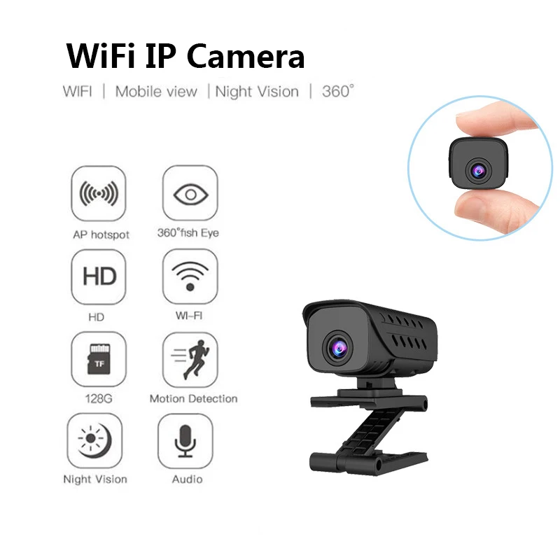 

Миниатюрная IP-камера с Wi-Fi, беспроводная камера видеонаблюдения с дистанционным управлением, ночным мониторингом движения ребенка, камера ...