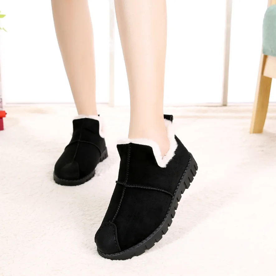Зимний теплый мех ягненка бархатные туфли из хлопка женские зимние ботинки