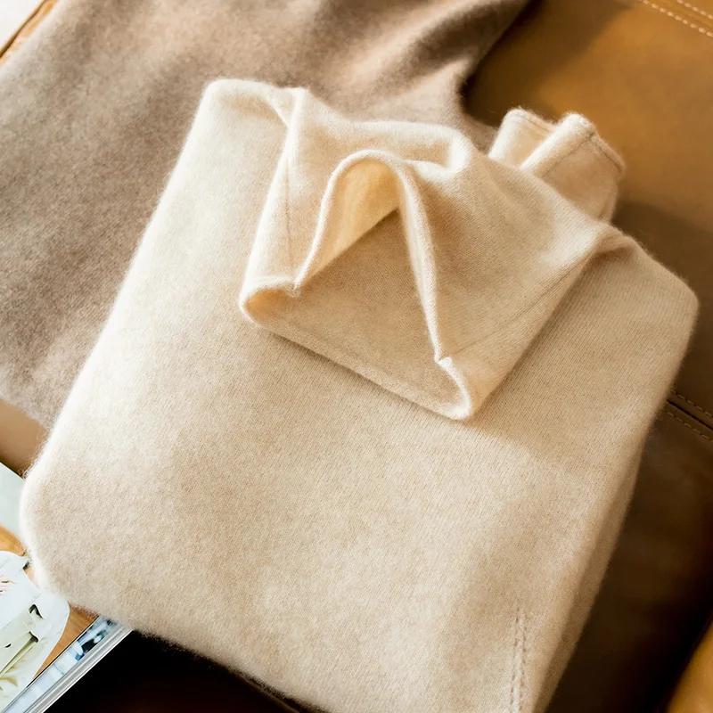 

Новинка Осень-зима 2021, 100% чистый кашемировый свитер, женский свитер с ворсовым воротником, облегающий свитер с трикотажным кашемировым свит...