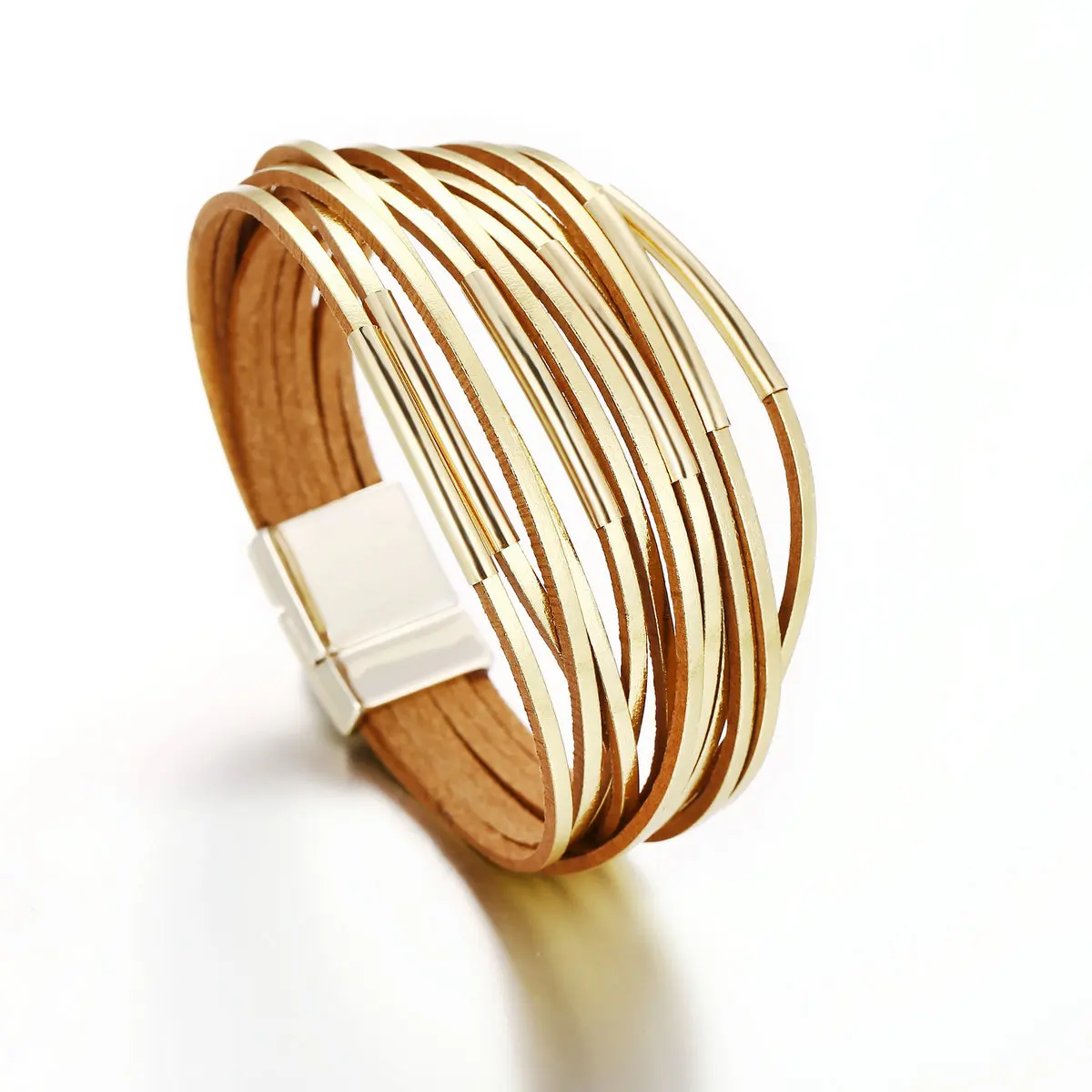 Новые золотые кожаные браслеты для женщин Красный Серебряный цвет несколько