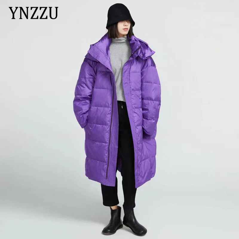Thick warm Winter Oversized Duck Down Coat Women 2021 Vintage Purple Loose Female long jacket Parka Outwear Fashion YNZZU 1O065