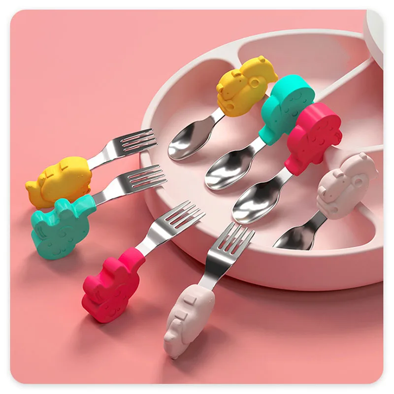 Мягкая ложка вилка для кормления ребенка набор посуды посуда из нержавеющей