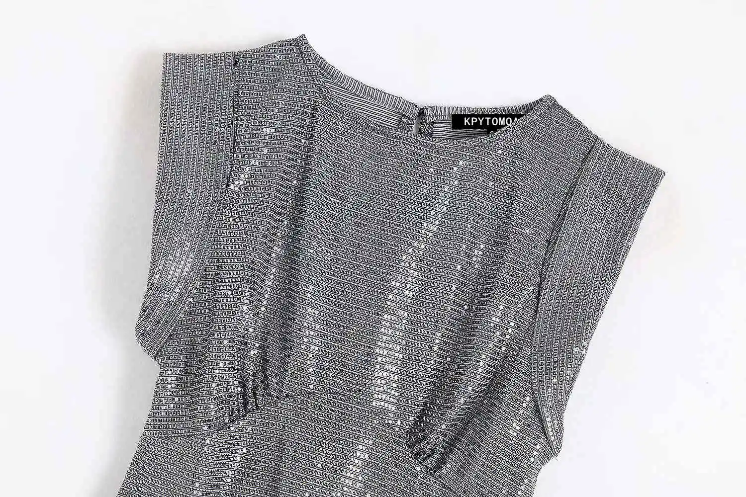 Винтаж стильный пайетками к требованиям заказчика; сверкающие; мини-платье Для женщин модный топ с о-образной шеей, короткий рукав тянущаяся облегающее платье vestidos Mujer