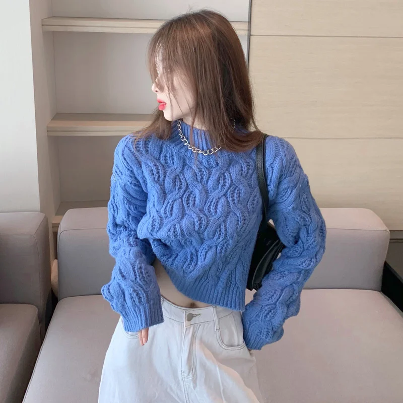 

Женский вязаный свитер свободного покроя, Красный пуловер из сетчатой ткани на осень и зиму, X1755