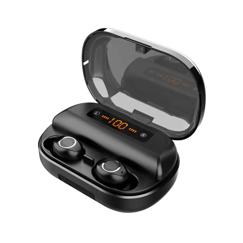 V12 с мощным цифровым дисплеем, сенсорные мини беспроводные bluetooth-наушники с двумя ушками, Bluetooth 5,0 TWS наушники