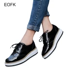 Женские Кожаные Туфли-оксфорды EOFK, весенние удобные полуботинки, полуботинки в стиле Дерби, дизайнерские прозрачные туфли на платформе, повседневные туфли