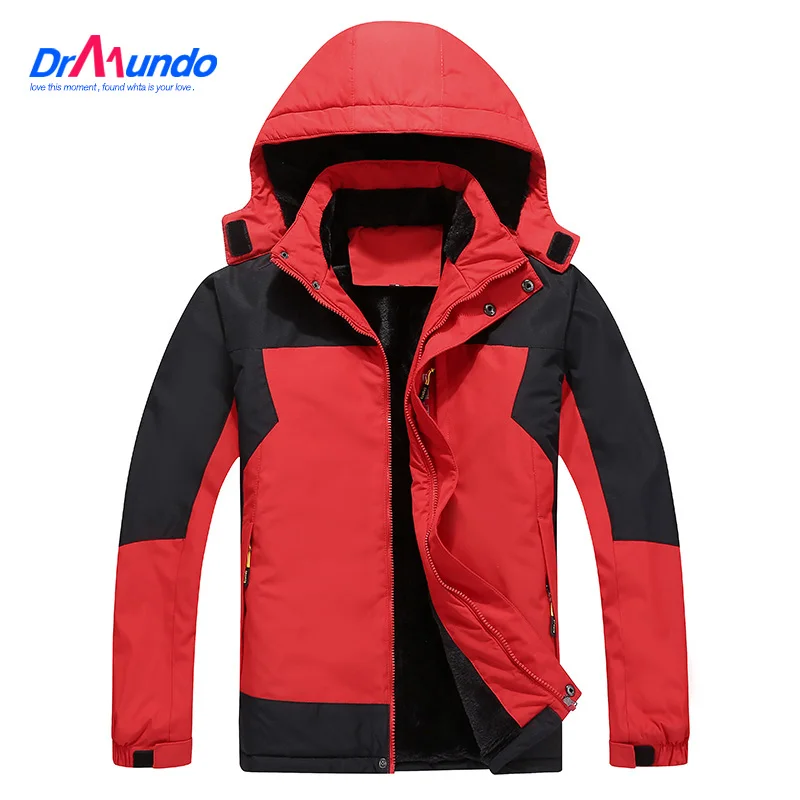 Мужская лыжная куртка размера плюс водонепроницаемая утепленная Feece для катания