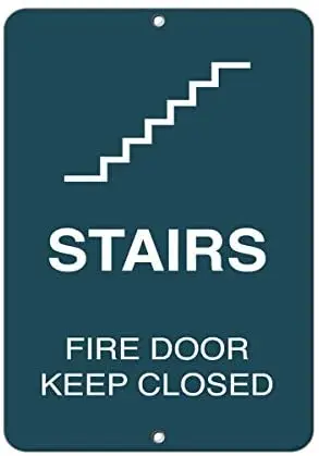 

LZATPD SLALL Stairs Fire Door Keep Closed Business Retro Street Sign Householrcycle Garage Decoration Supplies12 X 8 Inch
