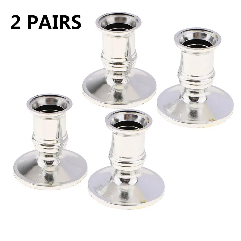 

2 Pairs Rod Wax Silver Base Any Candlestick Taper Cndle Mantle Displays Centerpieces Home Living Room Wedding Party Decro