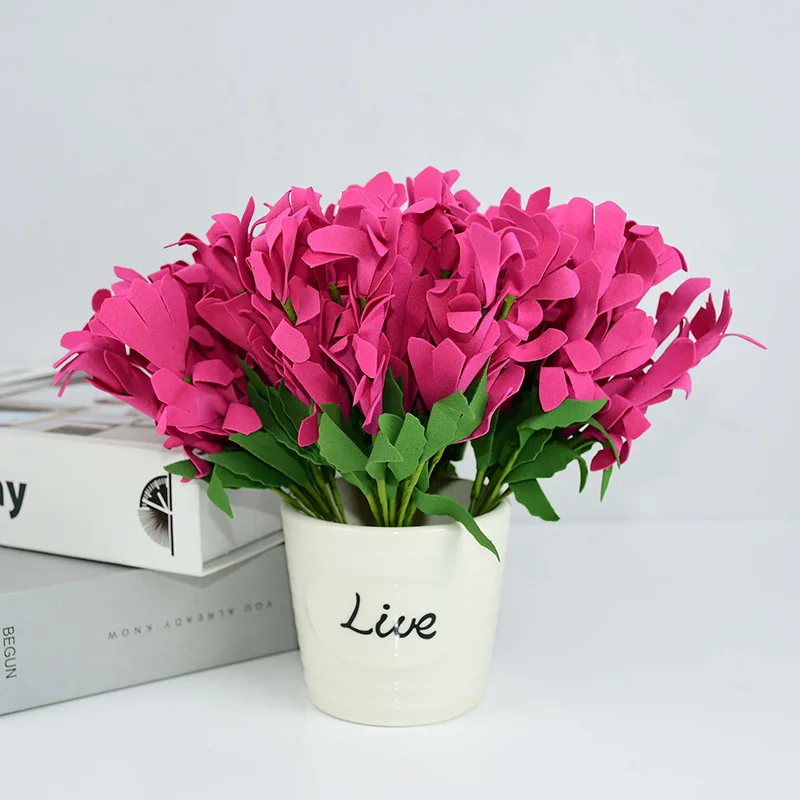 

50pcs/5 Bundles Mini Artificial Flowers PE Foam Winter Jasmine Bouquet for Home Decor Wedding Festival Party Decoration Supplies