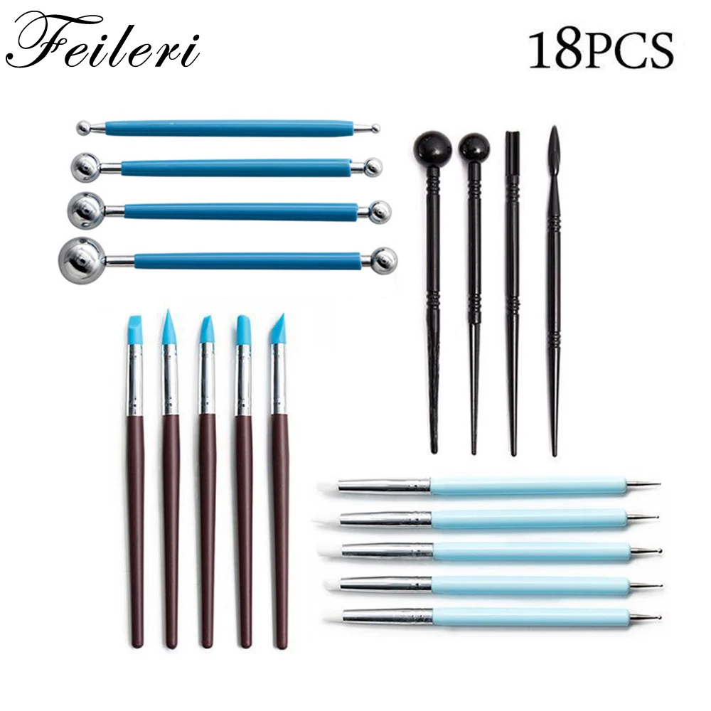 

18pcs Pottery Ceramic Tools Clay Sculpting Kit Sculpt Smoothing Wax Carving Polymer Clay Shapers Modeling DIY Carved Tools
