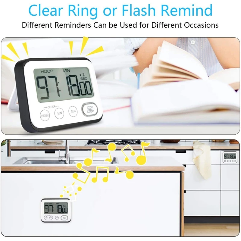 

Kitchen Timer,Digital Cooking Timer,Large LCD Display,Back Timer,Countdown-Up Alarm Clock,for Cooking, Meeting, Studying