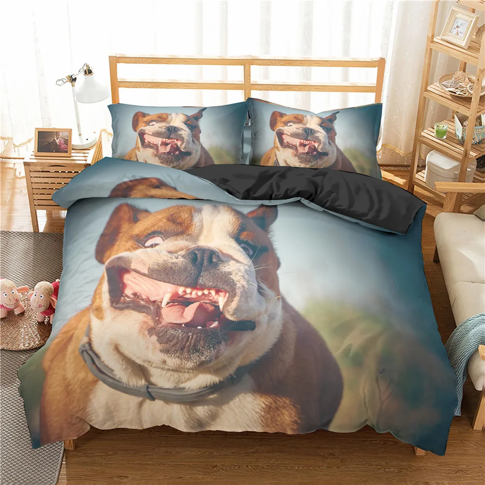 

Homesky 3D Puppy Dog Bedding Set Kids Duvet Cover Queen King Size Lovely Bulldog Bed Set Home textiles Quilt Cover Bed Cover