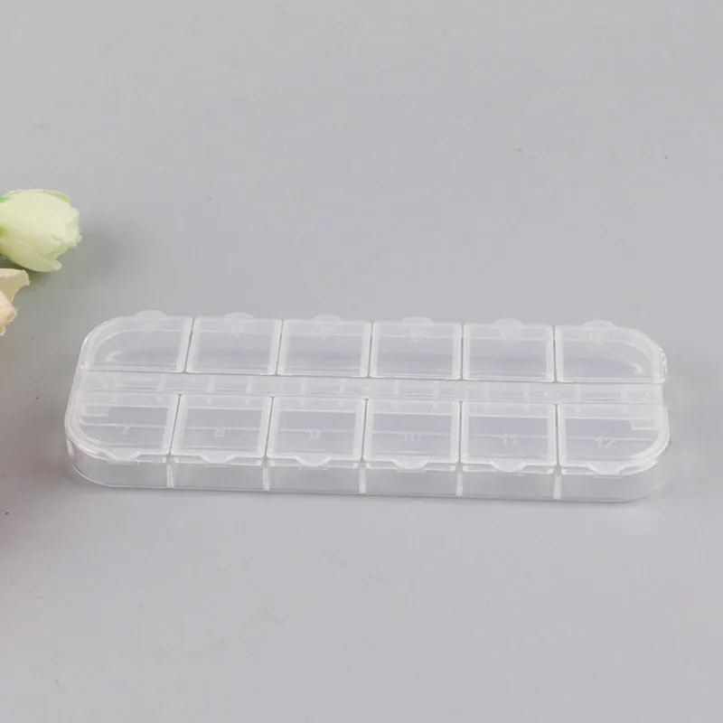 12 сеток хранение для принадлежностей дизайна ногтей кейс Стразы бусины