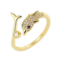 fashion dolphin play ball ring female style personality for open adjustable rings white gold color party wedding rings