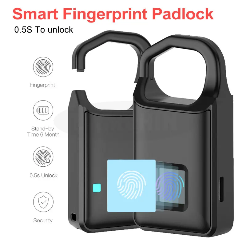 Блокировка отпечатков пальцев Умный Замок USB Перезаряжаемый смарт ключ