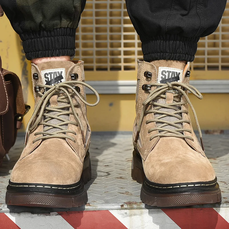 

Men Boots Leather Shoes Tooling Ankle Boots 2020 Autumn Winter New Snow Boots Men Sneakers