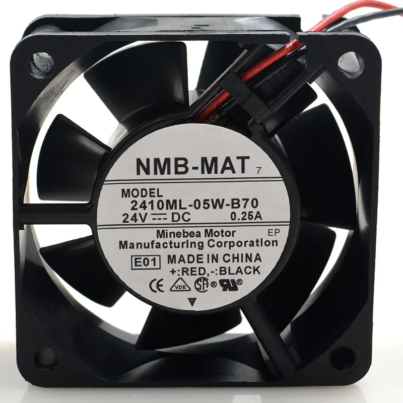 

FOR NMB 2410ML-05W-B70 6025 6CM 24V 0.25A two-wire double Ball cooling Fan