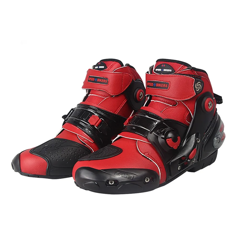 A9001-Red PRO-BIKER/скоростные ботильоны с защитным механизмом; ботинки в байкерском стиле; обувь в байкерском стиле для езды на мотоцикле; гоночные ботинки для мотокросса; цвет черный, красный, белый - Цвет: A9001-Red