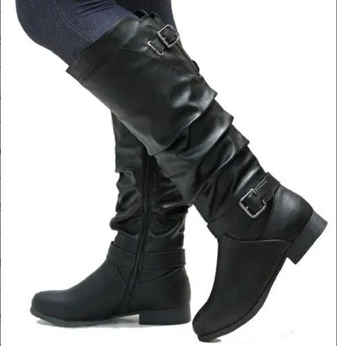 Женские высокие ботинки из искусственной кожи мартинсы на молнии сбоку большой