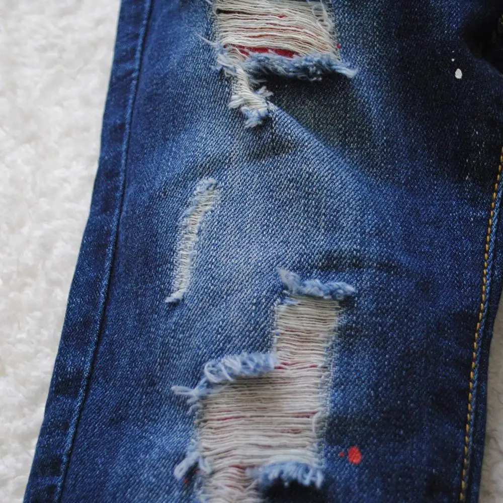 3988 джинсы с дырками рост 120 до 165 см штаны для мальчиков весенне осенние обычная