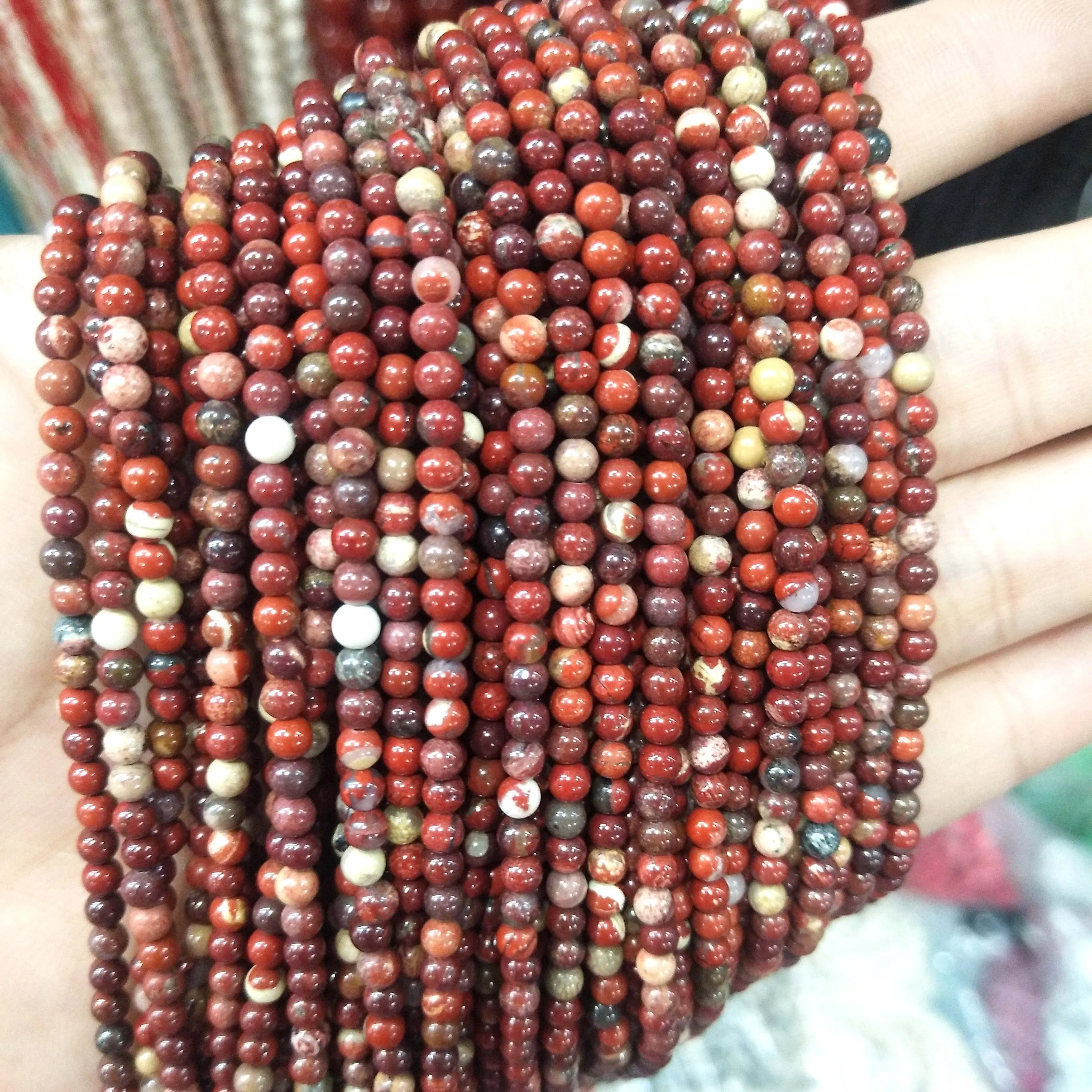 Red Jasper 2 мм 3 мм из натуральных круглых камней бусины розовый кварц аметисты лазурит Агаты бусины из нефрита для самостоятельного изготовления ювелирных изделий браслет ожерелье - Цвет: Red Jasper