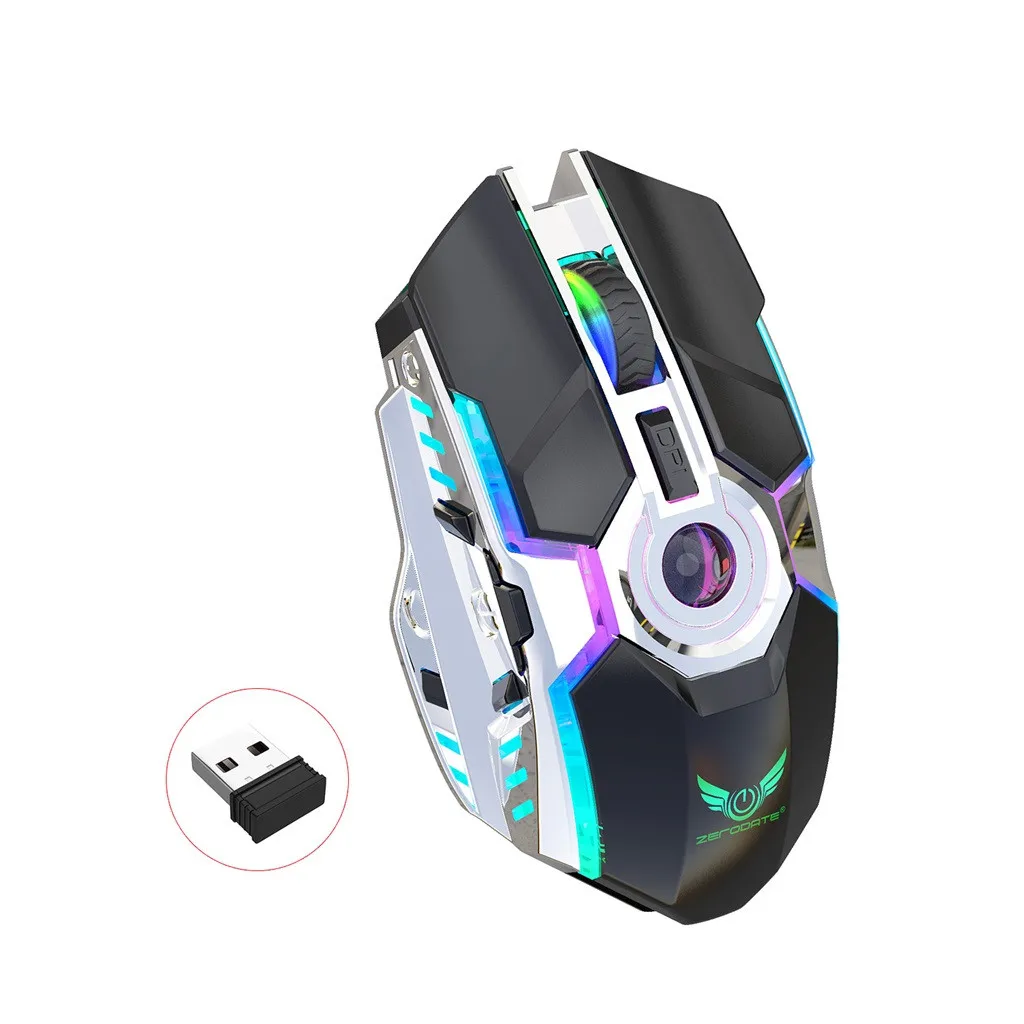 T30 2 4G перезаряжаемая беспроводная мышь RGB лампа для игровой машины ноутбука 2400