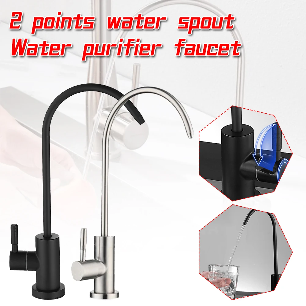  1/4 Purified Water Faucet Direct Drinking Tap For Kitchen Water Filter Tap Stainless Steel RO Purify System Reverse Osmosis