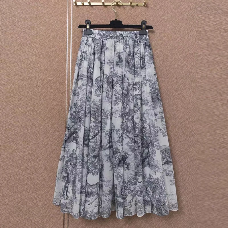Spring Summer 2021 Runways Chic Women's Elegant High quality jungle printing Skirts C306