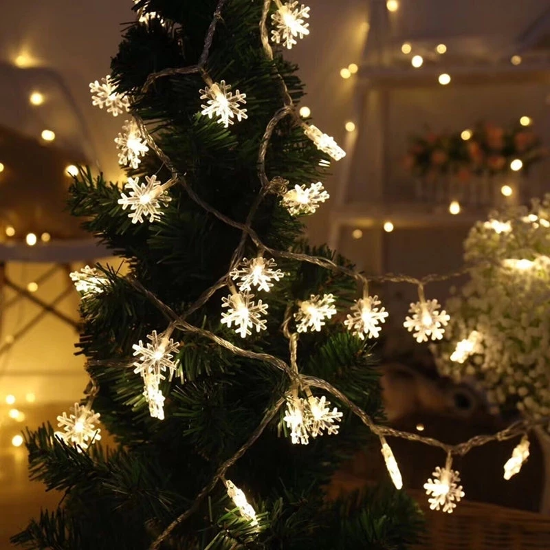 

LED Garland Holiday Snowflakes String Fairy Lights Hanging Ornaments Christmas Tree Decorations for Home Party Noel Navidad 2022