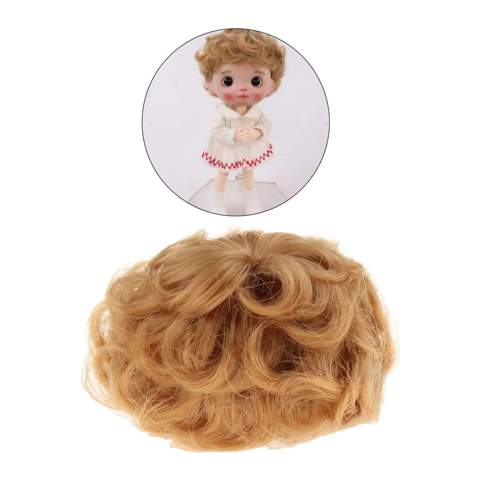 

22cm Girl Doll Wig Short Curly Hair Fashion Doll Synthetic Mohair Wig for Girls