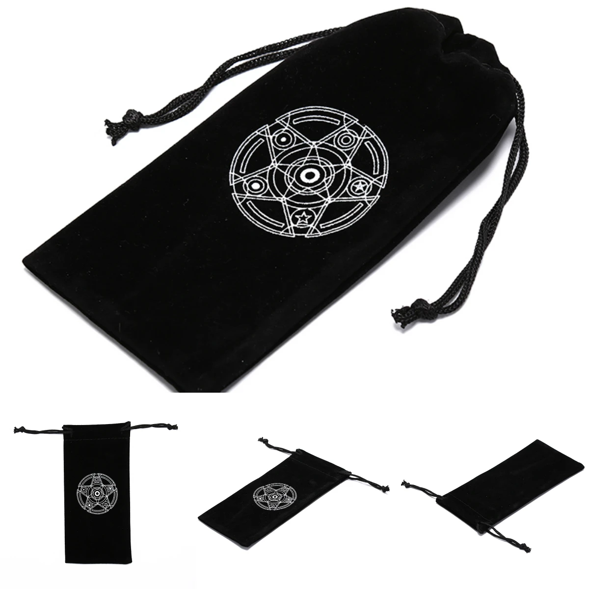 

Бархатная сумка для хранения карт Таро с пентаграммой, миниатюрная сумка на шнурке для настольных игр, Сумочка для хранения настольных игр ...