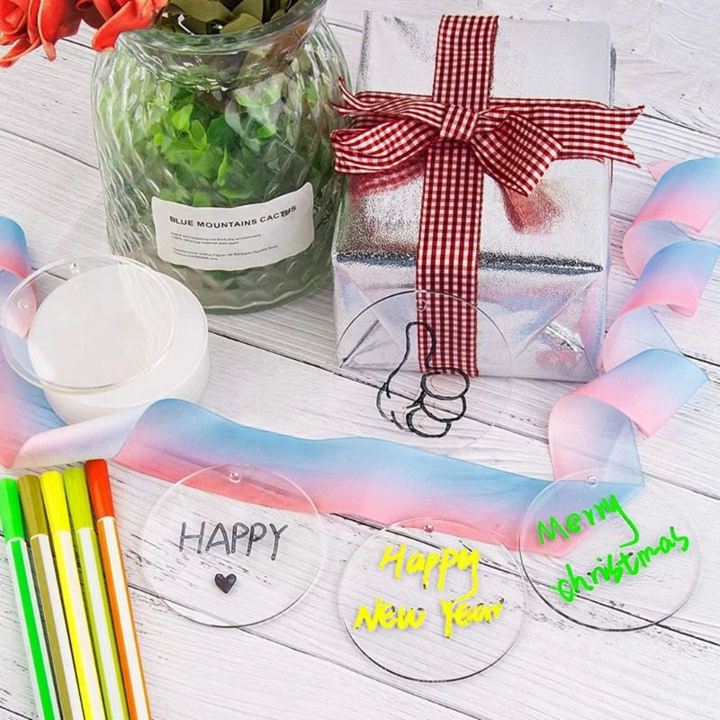 

50 Pcs Clear Acrylic Blanks Keychain Necklace Pendant Transparent Tags for DIY Projects Vinyl Accessories Party Supplies