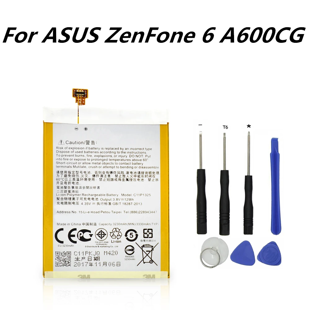 Sinbeda для ASUS ZenFone 6 A600CG T00G A601CG батарея большой емкости Замена ZenFone6 3230 мАч C11P1325 |