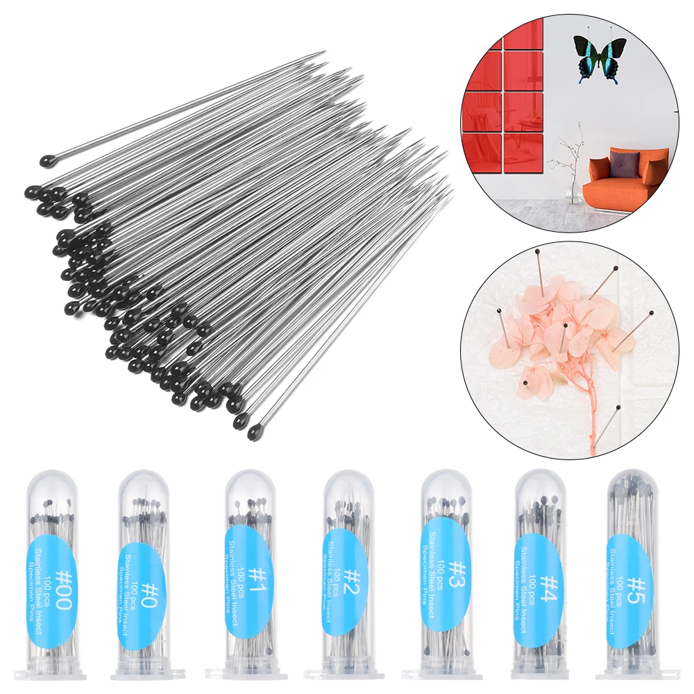 

100Pcs Stainless Steel Specimen Insect Pins Insect Dissections Supplies Needle With Plastic Box Lab Entomology Accessories