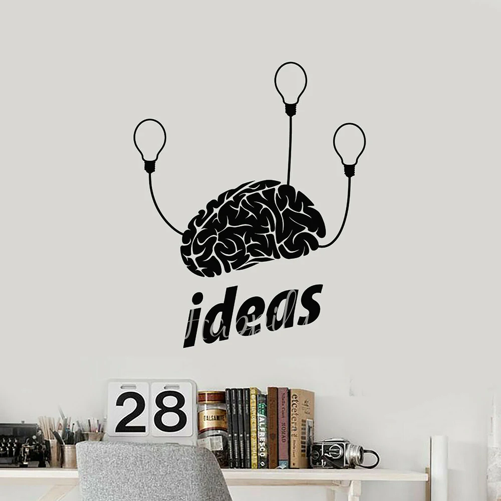 

Office Vinyl Wall Decal Brain Mind Light Bulbs Brainstorm Brilliant Stickers Motivational Decals Company Wall Decoration P595