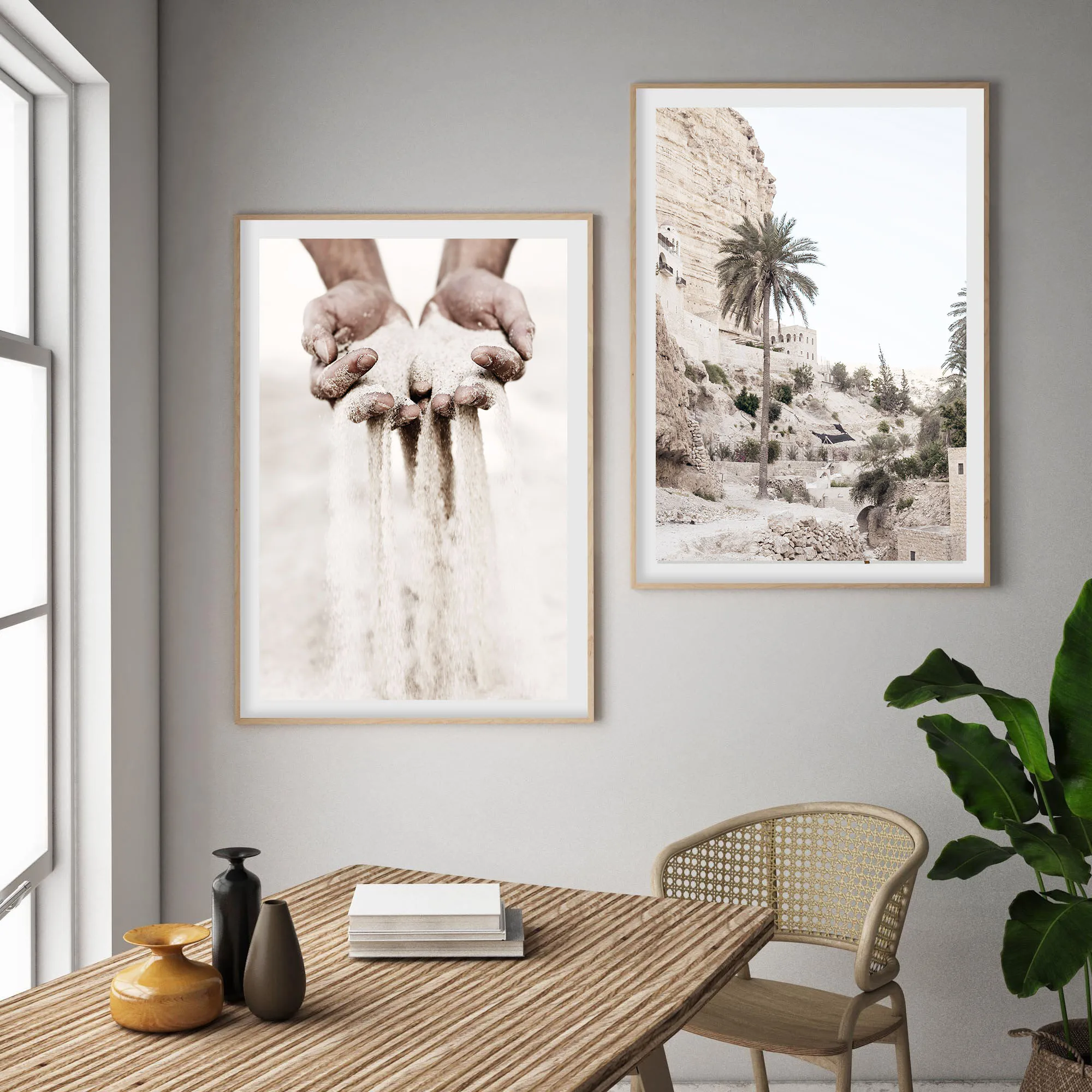 

Bohemia Beige Palm Tree Leaves Nature Canvas Painting Trendy Poster Print Wall Art Pictures for Living Room Interior Home Decor