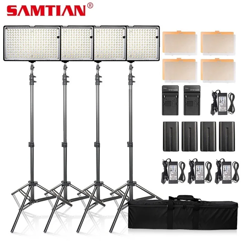 SAMTIAN видео светильник 4kit 240 шт. светодиодный панельный с регулируемой яркостью 5600K