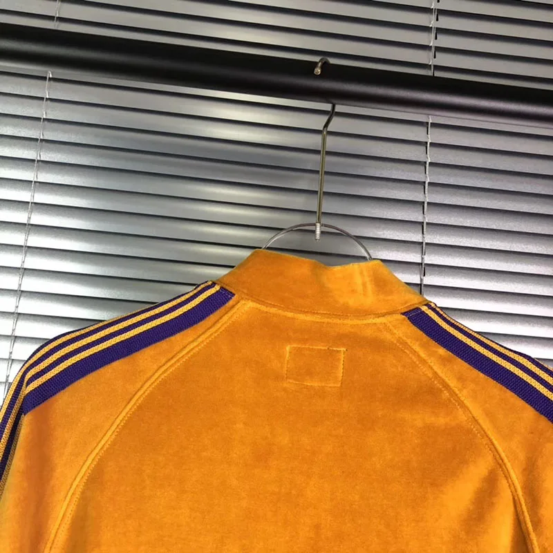 

Winter New Autumn Yellow Needles AWGE Jacket Men Women 1:1 High Quality Butterfly Embroidery Needles Velvet Jackets AWGE Coats