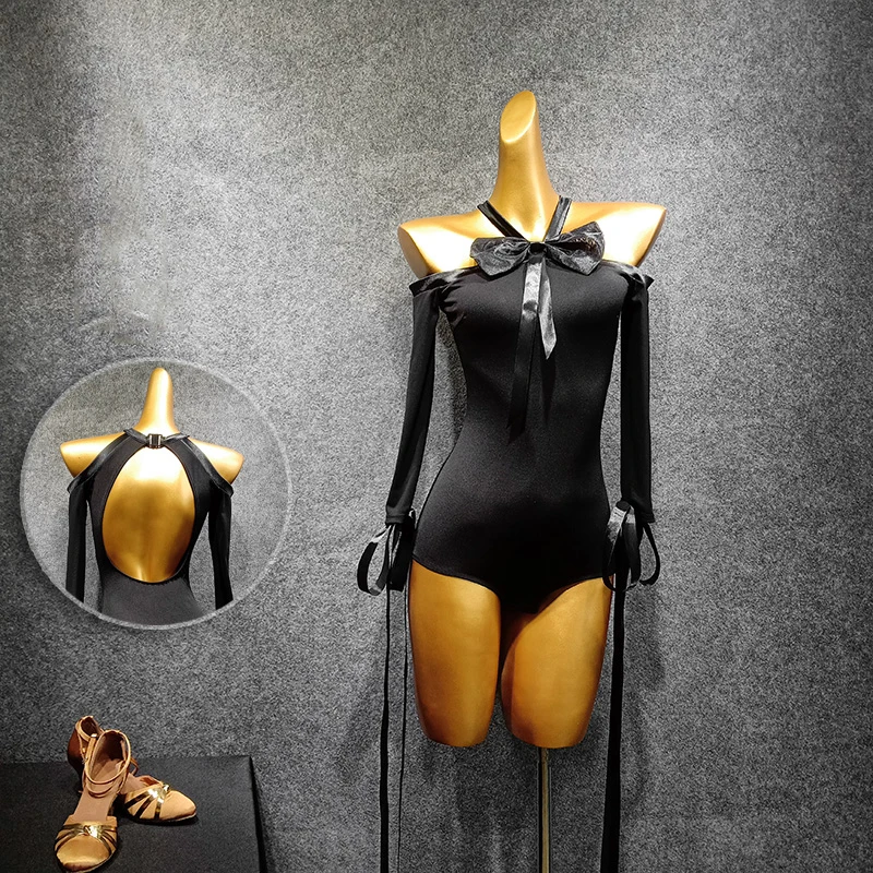 

New Sexy latin leotard Dance Clothes Women Latin Salsa Rumba Chacha Dance tops long sleeve Performance Practice Costume