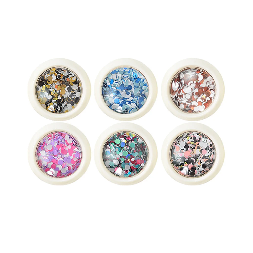 6 PCS Nail Stickers Glitter Sequins 3D Iridescent Flakes Holographic Spangle Confetti Sticker Manicure Art DIY | Красота и здоровье