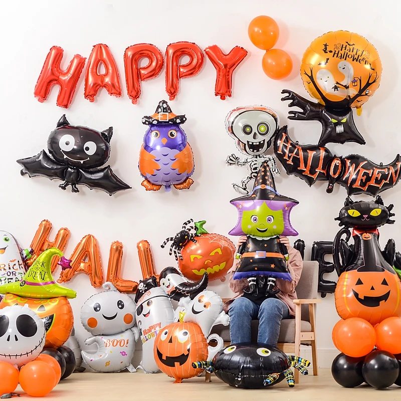 

Halloween Pumpkin Ghost Balloons Bat Spider Skull Foil Balloons Kids Favor Inflatable Toys Globos Halloween Party Decoration