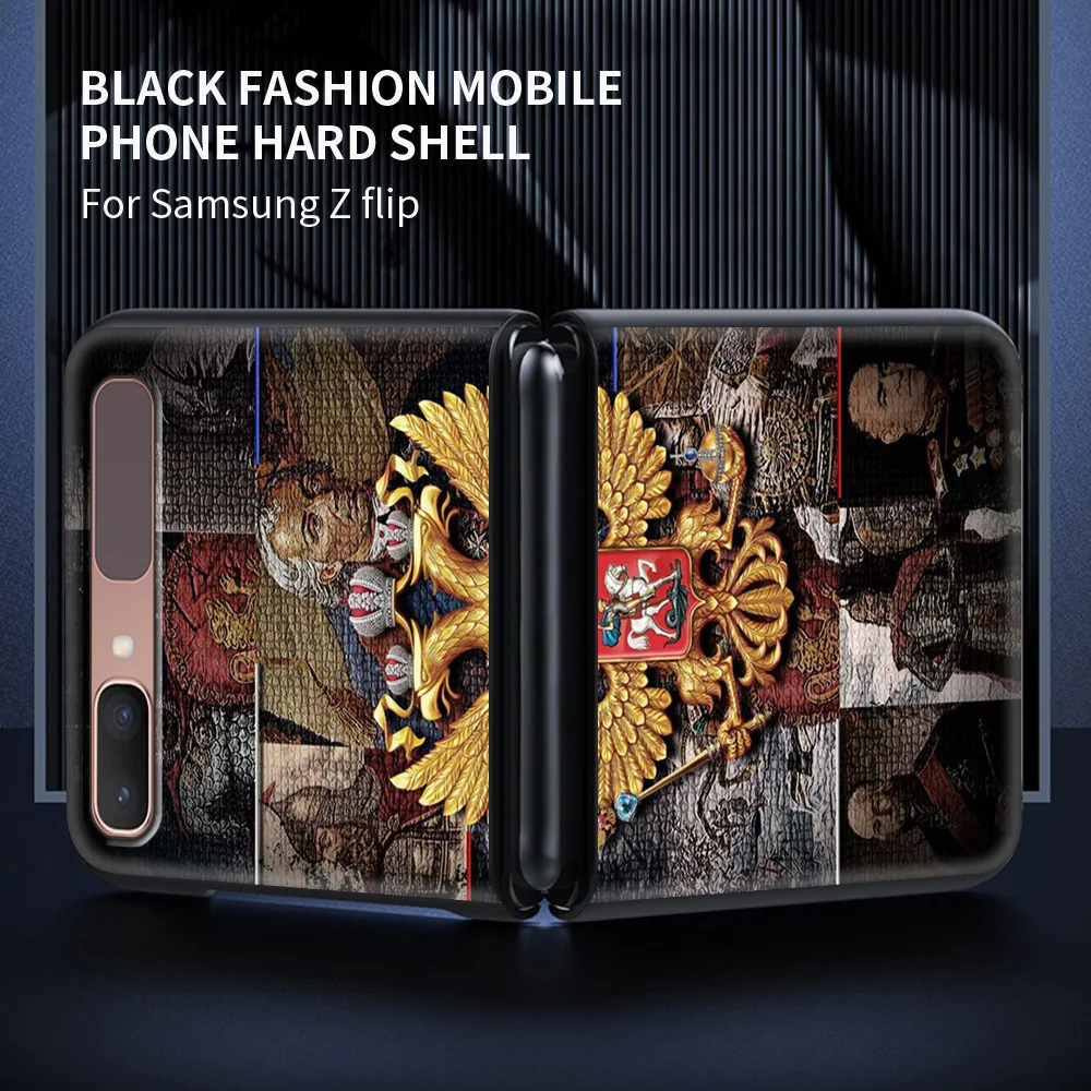 

for Samsung Galaxy Z Flip Mobile Phone Shell Z Flip 5G Folding Protective Case Luxury Coque Shell Russian Flag Bear Eagle Flag