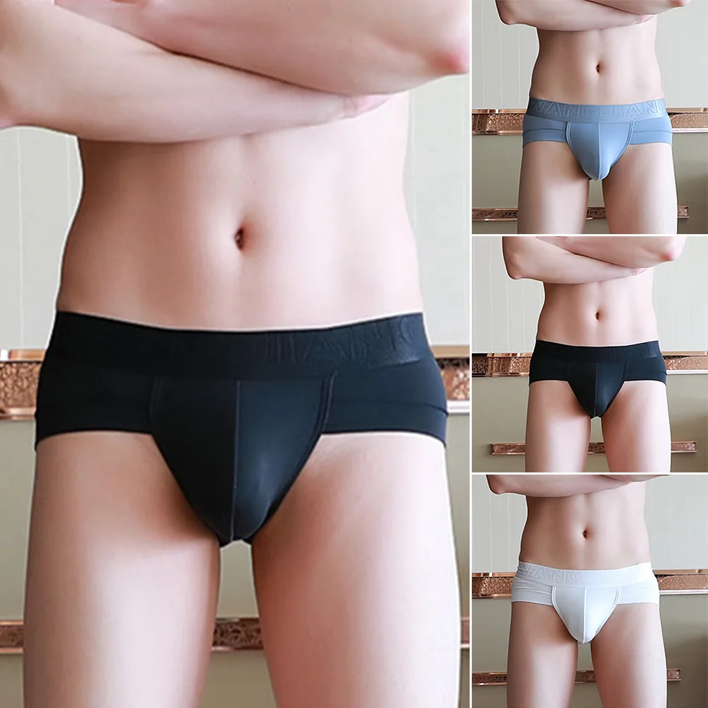 

Men Briefs Solid Color Sexy Briefs Mid Waist Comfortable Modal Underwear Breathable Bulge Pouch Bikini Underpants Panties Male