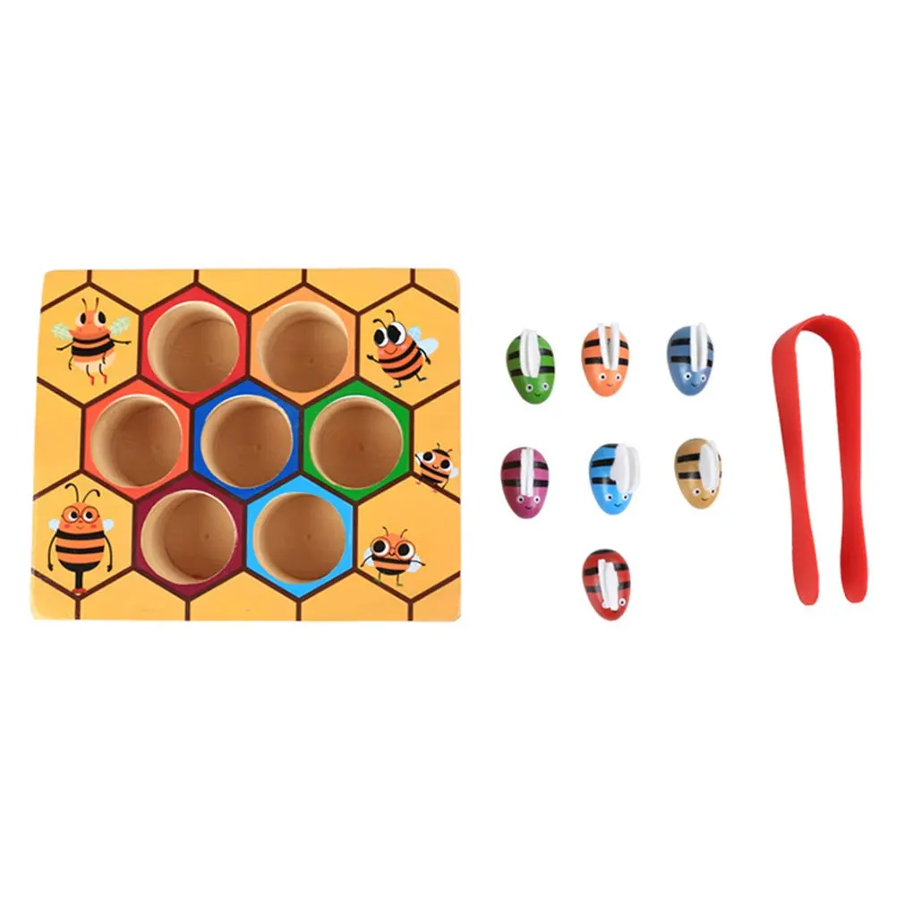 Wooden Children Education Clip Beehive Games Early Childhood Tool Intelligence Color Cognition Small Bee Toys |