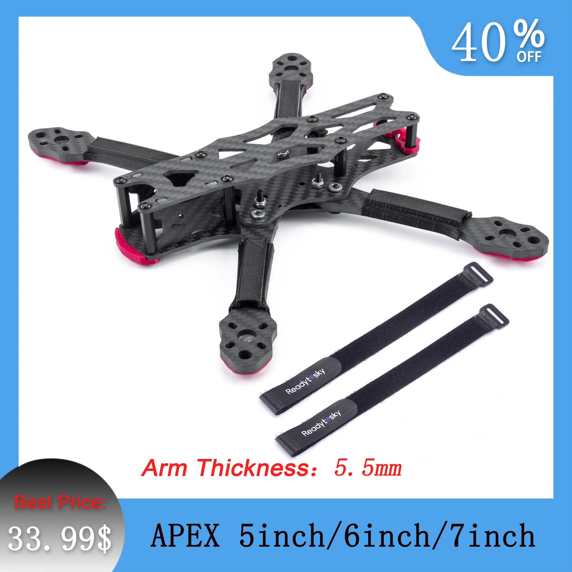 Новый 5 дюймов 225 мм/6 260 мм/7 295 мм карбоновая рамка для квадрокоптера APEX FPV Freestyle RC
