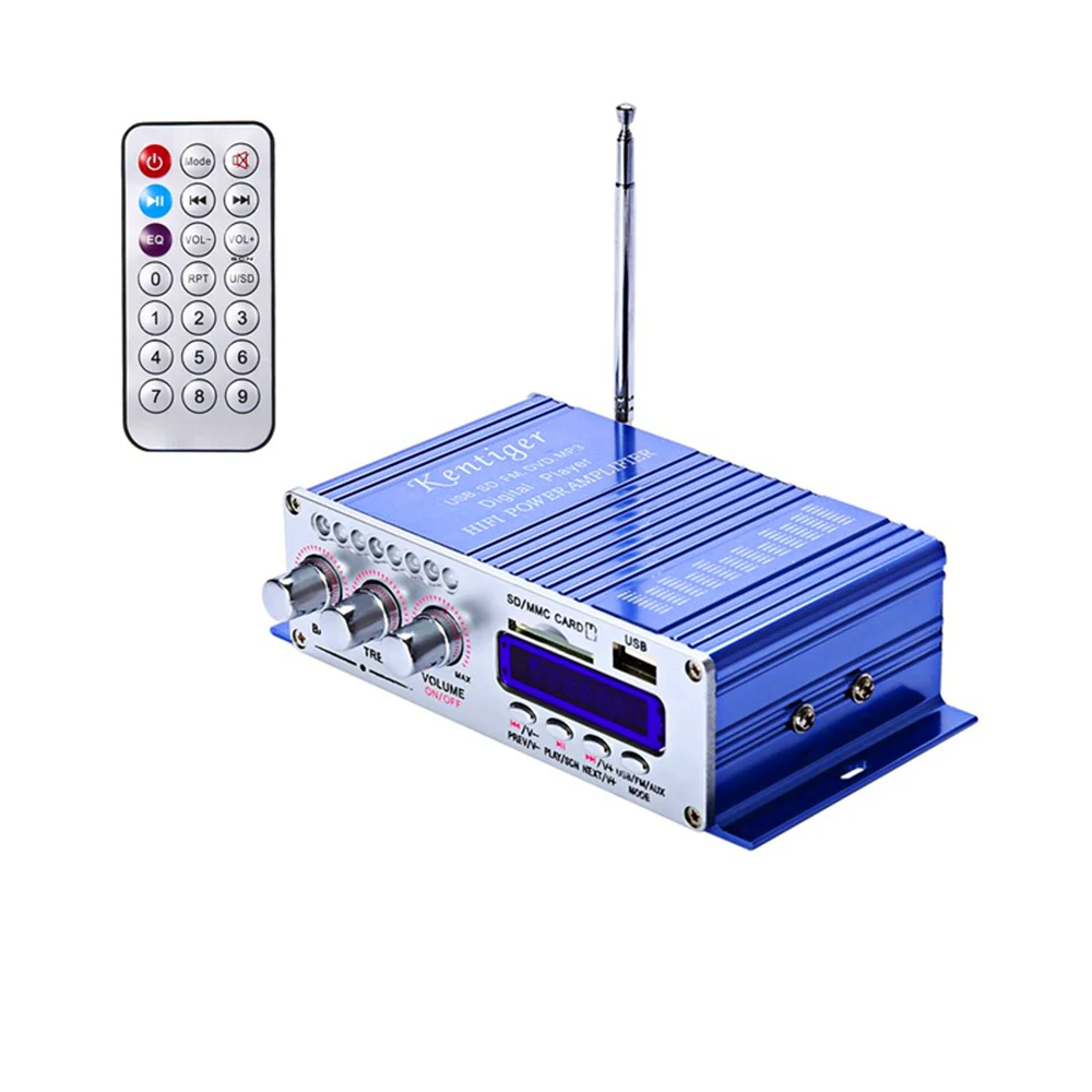 blue Мощность стерео HY-502S 40 Вт мини-усилитель Bluetooth USB SD FM радио адаптер питания аудио усилитель для автомобилей - Цвет: blue