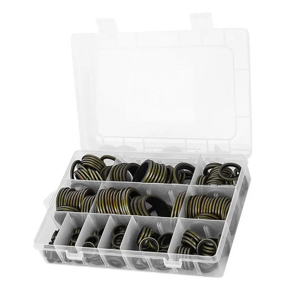 

240PCS Bonded Washer NBR Metal Oil Drain Plug Pipe Connections Gasket 6-30mm Sealing Ring Washer Seals Gasket Ring Accessories